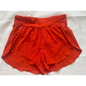 Lululemon Red Running shorts, size 4, liner, sporty waist, embossed fabric